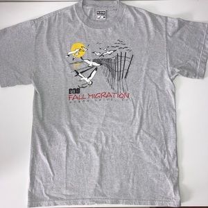 Vintage 90s SOS Fall Migration Ocean Drive, SC Seagull Striped Graphic T-Shirt